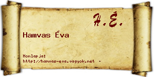Hamvas Éva névjegykártya